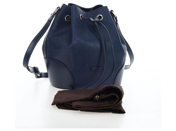 GUCCI Diamante Shoulder Bag Leather 2way Blue Silver 354228 - vista 12