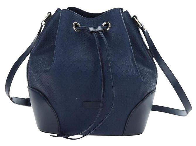 GUCCI Diamante Shoulder Bag Leather 2way Blue Silver 354228 - vista 13