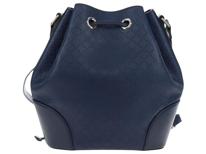 GUCCI Diamante Shoulder Bag Leather 2way Blue Silver 354228 - vista 2