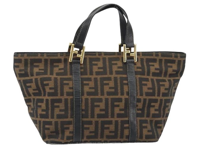 FENDI Zucca Canvas Hand Bag Black Brown - vista 13
