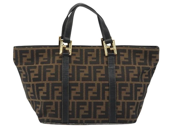 FENDI Zucca Canvas Hand Bag Black Brown - vista 2