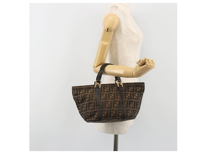 FENDI Zucca Canvas Hand Bag Black Brown - vista 23