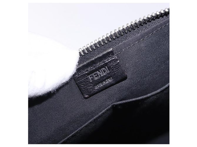 FENDI Clutch Bag Leather Black Silver 7M0225 - vista 10