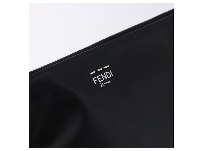 FENDI Clutch Bag Leather Black Silver 7M0225 - vista 17