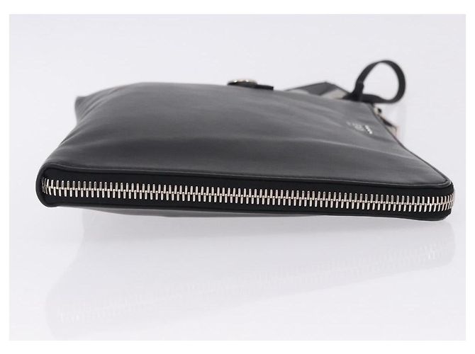 FENDI Clutch Bag Leather Black Silver 7M0225 - vista 3