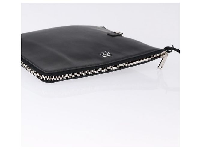 FENDI Clutch Bag Leather Black Silver 7M0225 - vista 5
