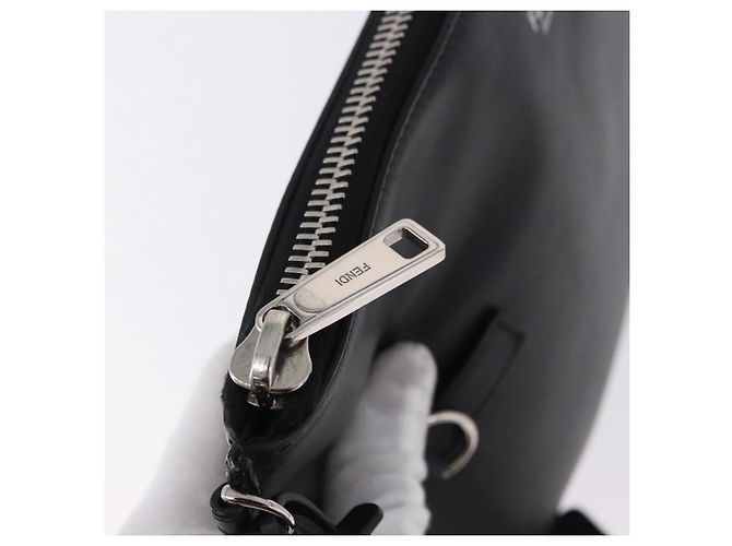 FENDI Clutch Bag Leather Black Silver 7M0225 - vista 9