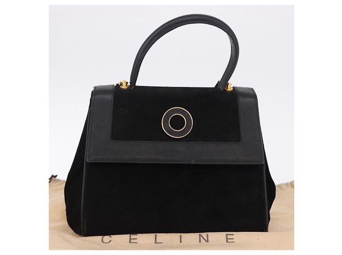 Céline CELINE Hand Bag Suede Leather 2way Black Gold - vista 12