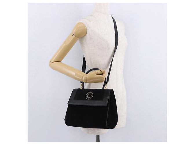 Céline CELINE Hand Bag Suede Leather 2way Black Gold - vista 25