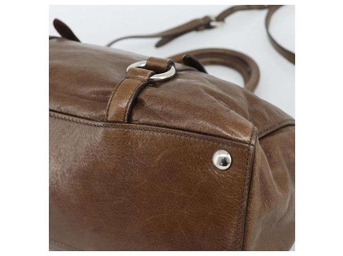 Miu Miu Hand Bag Leather 2way Brown Silver - vista 10