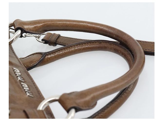 Miu Miu Hand Bag Leather 2way Brown Silver - vista 14