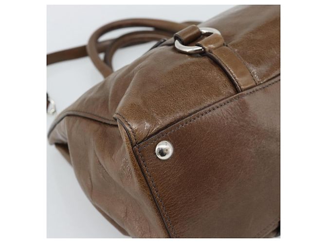 Miu Miu Hand Bag Leather 2way Brown Silver - vista 17