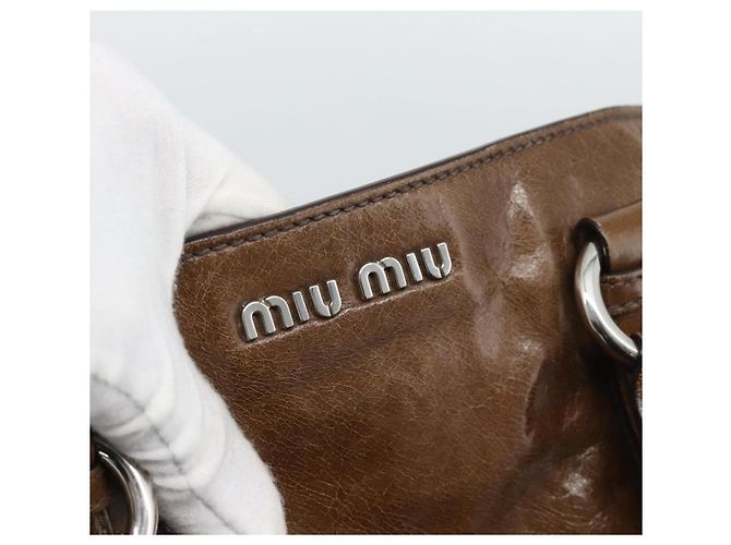 Miu Miu Hand Bag Leather 2way Brown Silver - vista 18