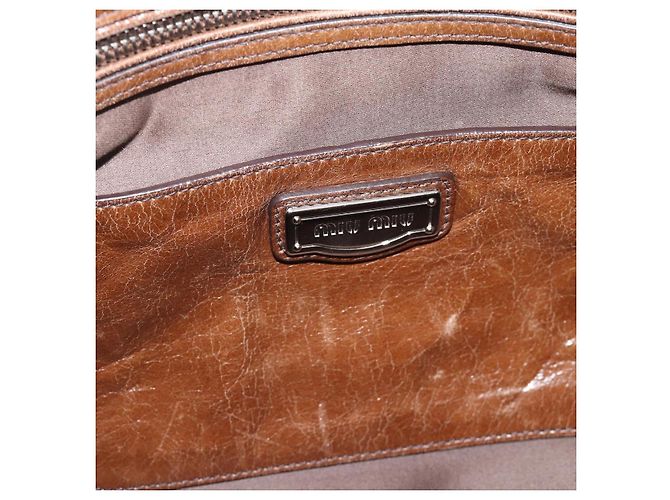 Miu Miu Hand Bag Leather 2way Brown Silver - vista 19