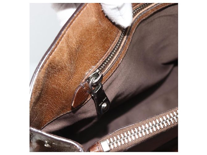 Miu Miu Hand Bag Leather 2way Brown Silver - vista 28