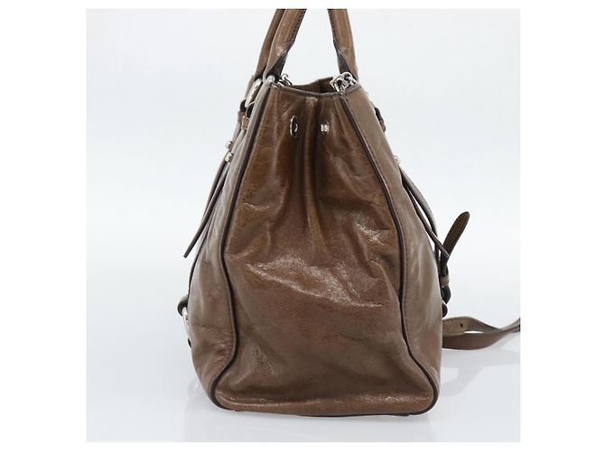 Miu Miu Hand Bag Leather 2way Brown Silver - vista 3