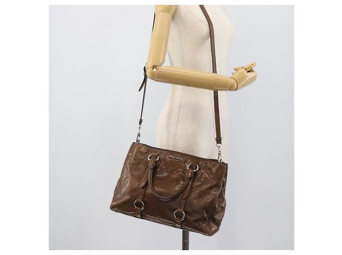 Miu Miu Hand Bag Leather 2way Brown Silver - vista 30