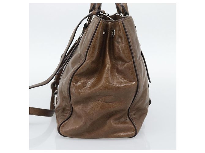 Miu Miu Hand Bag Leather 2way Brown Silver - vista 4