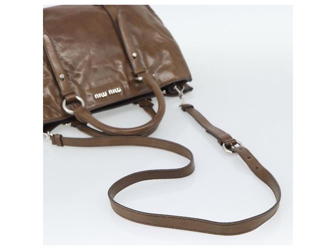 Miu Miu Hand Bag Leather 2way Brown Silver - vista 8