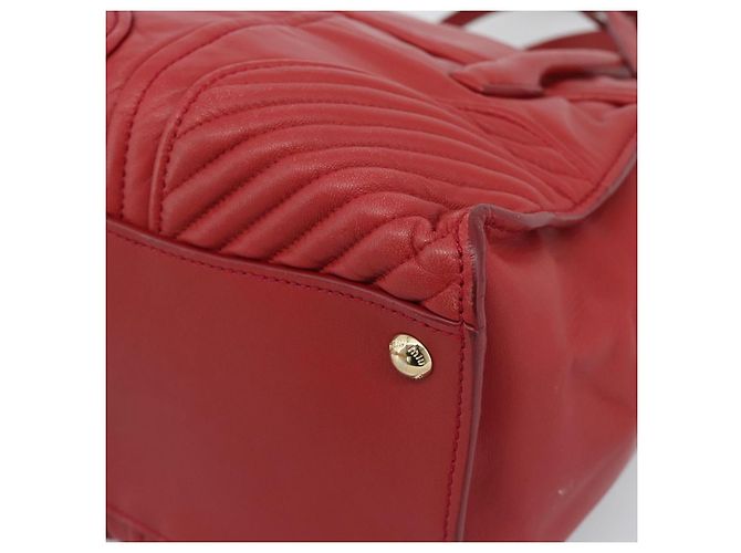 Miu Miu Tote Bag Leather 2way Red Gold Tone - vista 17