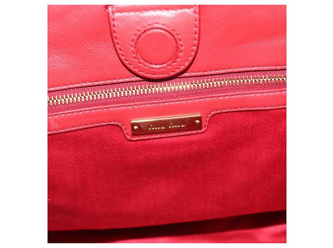 Miu Miu Tote Bag Leather 2way Red Gold Tone - vista 18