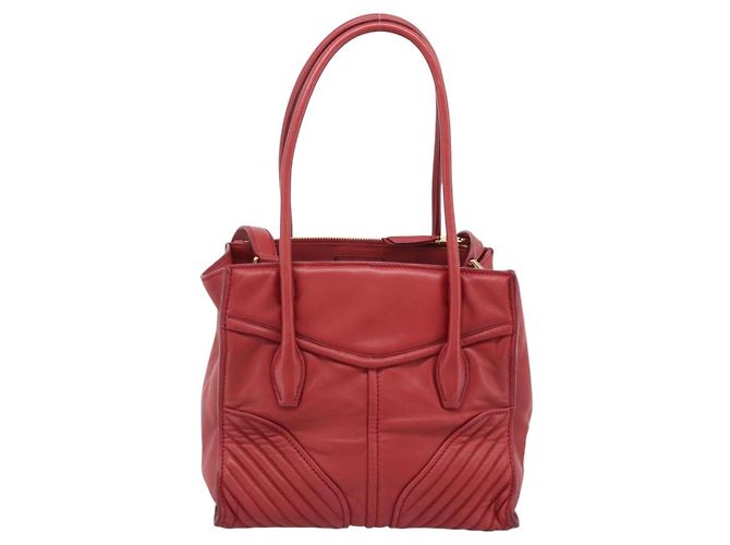 Miu Miu Tote Bag Leather 2way Red Gold Tone - vista 2