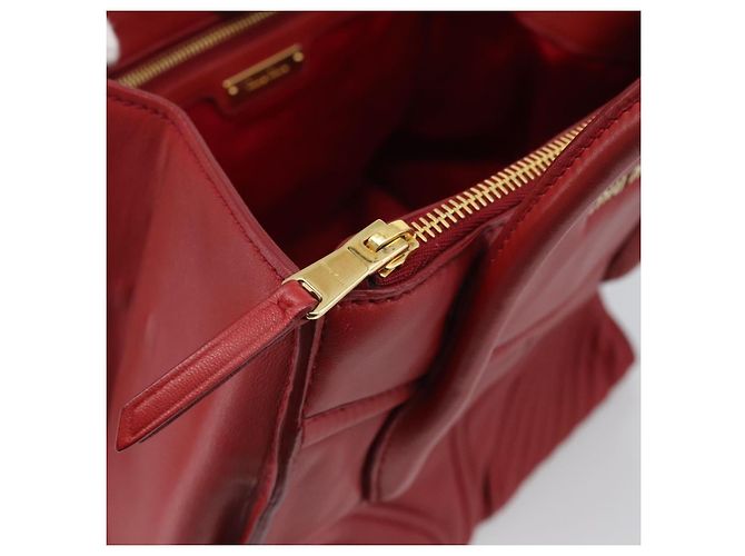 Miu Miu Tote Bag Leather 2way Red Gold Tone - vista 23