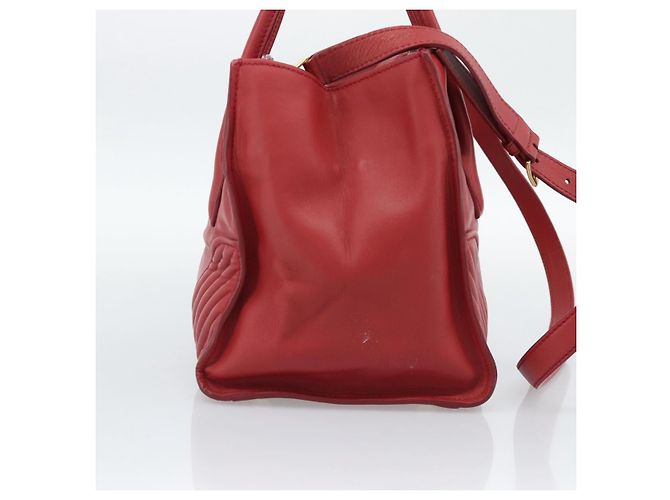 Miu Miu Tote Bag Leather 2way Red Gold Tone - vista 3