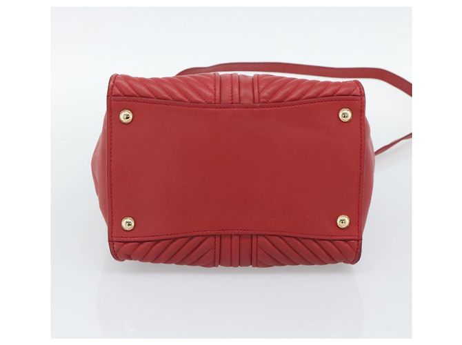 Miu Miu Tote Bag Leather 2way Red Gold Tone - vista 5