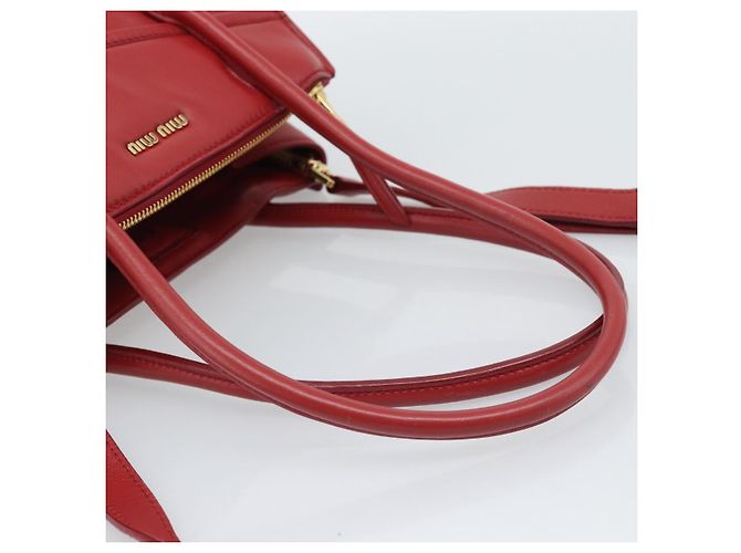 Miu Miu Tote Bag Leather 2way Red Gold Tone - vista 7