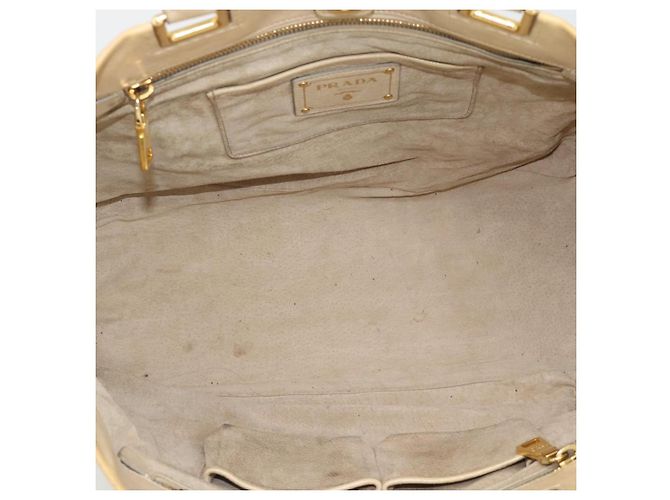 PRADA Hand Bag Leather 2way Beige Gold - vista 11