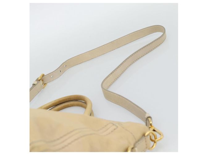 PRADA Hand Bag Leather 2way Beige Gold - vista 14