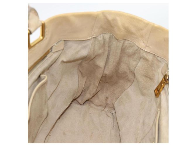 PRADA Hand Bag Leather 2way Beige Gold - vista 20