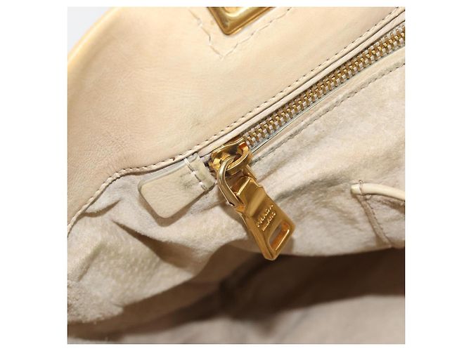 PRADA Hand Bag Leather 2way Beige Gold - vista 22