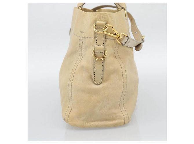 PRADA Hand Bag Leather 2way Beige Gold - vista 3
