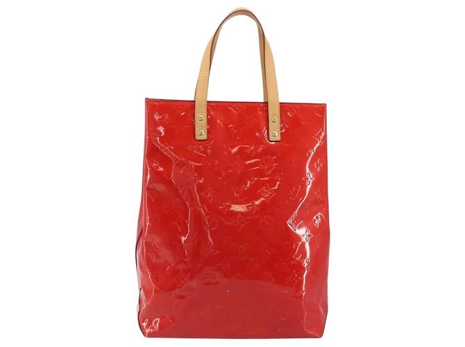LOUIS VUITTON Monogram Vernis Reade MM Hand Bag Red Rouge M91086 - vista 13