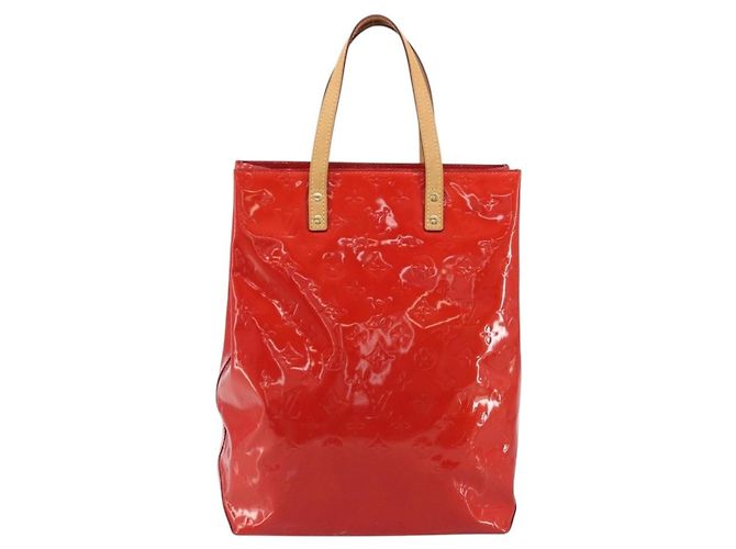 LOUIS VUITTON Monogram Vernis Reade MM Hand Bag Red Rouge M91086 - vista 2