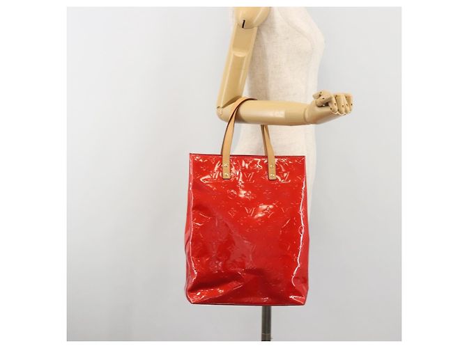 LOUIS VUITTON Monogram Vernis Reade MM Hand Bag Red Rouge M91086 - vista 24