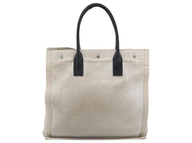 SAINT LAURENT Rive Gauche Hand Bag Coated Canvas Gray Silver - vista 2