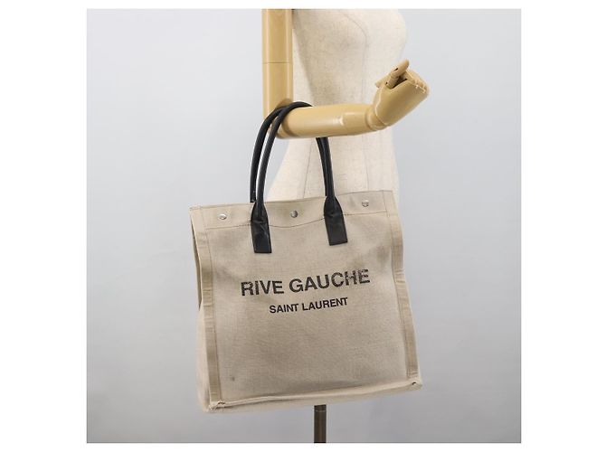 SAINT LAURENT Rive Gauche Hand Bag Coated Canvas Gray Silver - vista 21