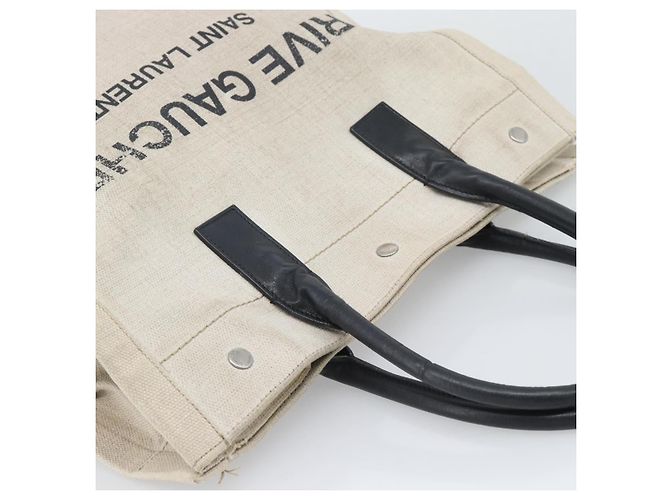 SAINT LAURENT Rive Gauche Hand Bag Coated Canvas Gray Silver - vista 6