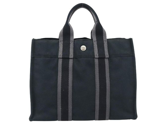 Hermès HERMES Fourre Tout PM Hand Bag Canvas Black Silver - vista 13