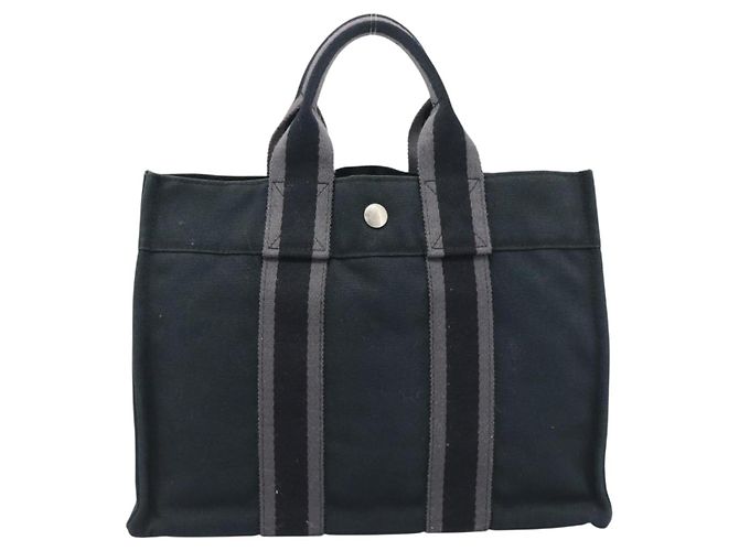 Hermès HERMES Fourre Tout PM Hand Bag Canvas Black Silver - vista 2