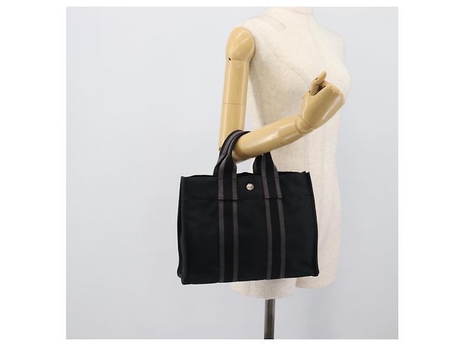 Hermès HERMES Fourre Tout PM Hand Bag Canvas Black Silver - vista 21