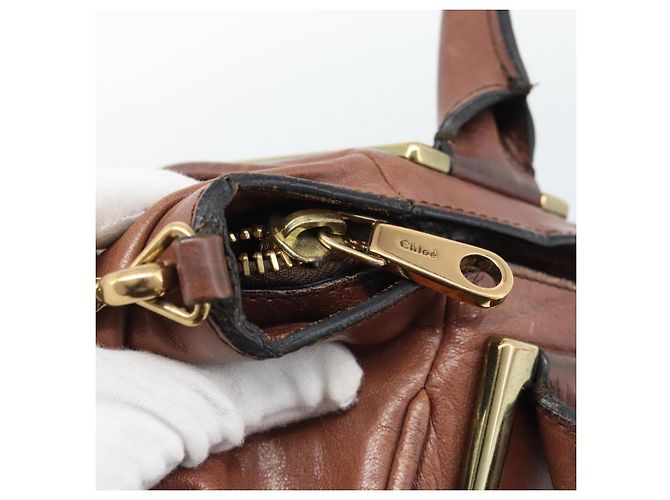 Chloé Chloe Etel Shoulder Bag Leather 2way Brown Gold - vista 10