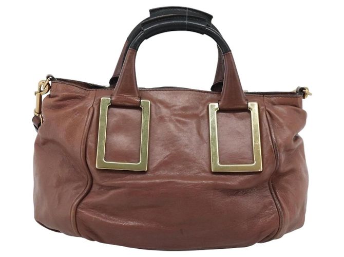 Chloé Chloe Etel Shoulder Bag Leather 2way Brown Gold - vista 2