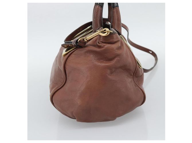 Chloé Chloe Etel Shoulder Bag Leather 2way Brown Gold - vista 4