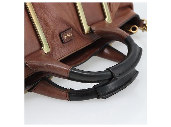 Chloé Chloe Etel Shoulder Bag Leather 2way Brown Gold - vista 7