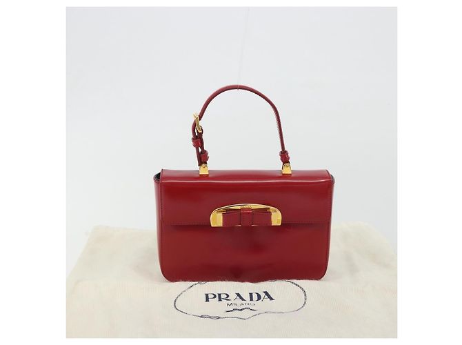 PRADA Hand Bag Leather Red Gold - vista 12