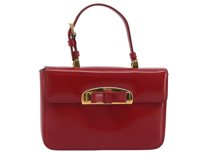 PRADA Hand Bag Leather Red Gold - vista 13